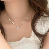 NEW HIGH END VERSATILE BOW PENDANT NECKLACE_CWAJE3054