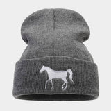 HORSE EMBROIDERY WARM COLD OUTDOOR KNITTED HAT_CWAH2090