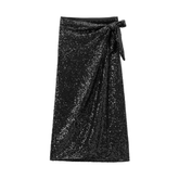 SEQUIN WRAP SKIRT FRENCH CHIC STYLE FOR WOMEN_CWDSD8353