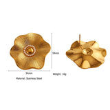 MINIMALIST STAINLESS STEEL FLOWERPEARL STUDEARRINGS_CWMM8918