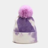 NEW TIE DYE POM POM KNITTED HAT_CWAH1619