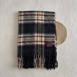 PLAID WOOL SCARF FOR WOMEN COZY WINTER KNIT_CWASC2336