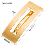 MINIMALIST METAL BOW HOLLOW RECTANGLE SPRING CLIP_CWAHA6212