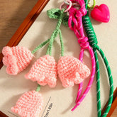 HANDMADE LILY OF THE VALLEY YARN KEYCHAIN CHARM_CWMM7741