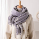 Warm Retro Grid Scarf Shawl For Winter Look_Cwasc2769