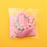 SILICONE BEAD BRACELET CARD BAG TASSEL KEYCHAIN_CWAJE0656