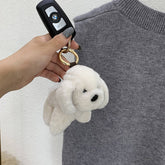 NEW CUTE FUR PENDANT LITTLE WHITE DOG KEYCHAIN_CWMM2488