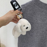 NEW CUTE FUR PENDANT LITTLE WHITE DOG KEYCHAIN_CWMM2488