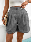 Solid Colored Shorts With Loose Casual Buttons