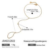 Trendy Zircon Link Ring Anklet, 18K Gold Steel