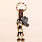 MOVABLE CARTOON ROBOT LEATHER KEYCHAIN_CWMM4709