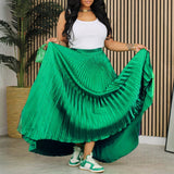 PLUS SIZE MID HIGH WAIST PLEATED LONG SKIRT_CWDMD3676