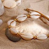18KGOLD STAINLESS STEELSHELL BEAD ADJUSTABLEANKLET_CWAJE4675
