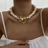 FASHIONABLE WOVEN FABRIC PEARL NECKLACE_CWMM3144