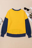 Two-Tone Round-Neck Loose Pullover Hoodie