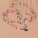 108 LOTUS PENDANT PINK COLOR STONE BEADED BRACELET_CWAJE3948