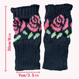SHORT ROSE KNITTED HALF FINGER GLOVES_CWMM1674