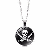 PIRATE SKULL ALLOY GLASS NECKLACE_CWAJE0707