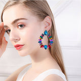 COLORFUL CRYSTAL GEOMETRIC DROP STUD EARRINGS_CWAJE0536
