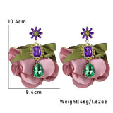 HANDMADE FLORAL FABRIC EARRINGS ELEGANT WOMANS_CWMM6173