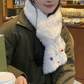 PLUSH SCARF COLORFUL BUTTON WINTER WARM NECKWRAP_CWASC1237