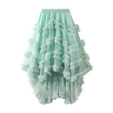 CANDY COLOR RUFFLE TULLE IRREGULAR MIDI SKIRT_CWBMS0403