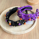 Halloween Knotted Headband Pearl Rhinestone_Cwaha07585