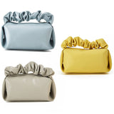 SIMPLE LEATHER PLEATED CLOUD MAKEUP BAG_CWAB1425