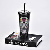 DOUBLE LAYER STRAW SKULL WATER CUP_CWMM0983