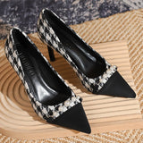 THOUSAND BIRD PLAID SLIM HEEL HIGH HEELS_CWSHH0024