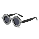 FASHIONABLE ROUND DIAMOND STUDDED SMALL SUNGLASSES_CWASG0856