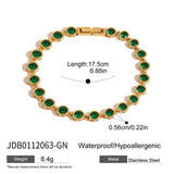 18K GOLD GREEN ZIRCON TENNIS CHAIN BRACELET_CWAJE4780