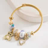 Trendy Stainless Steel Bracelet With Bear Heart_Cwmm8596