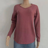 V-Neck Knitted Long-Sleeved Blouse