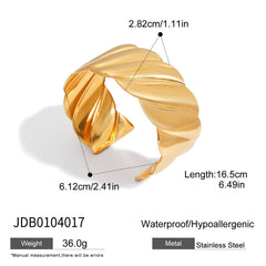 MODERN MINIMALIST 18K GOLD WAVE OPEN CUFF_CWAJE4634