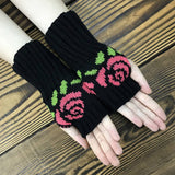 SHORT ROSE KNITTED HALF FINGER GLOVES_CWMM1674