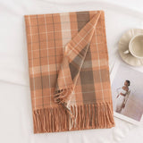 PLAID SCARF SOFT FAUX CASHMERE WINTER NECK WRAP_CWASC0444
