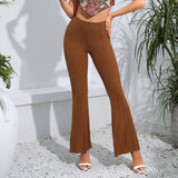 Solid Color Sexy Rayon Pants Casual Bell Bottoms