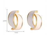 ENAMEL SILVER NEEDLE C SHAPED EARRINGS_CWMM4287