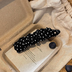 Polka Pleated Banana Clip Retro Hair Claw_Cwaha08083