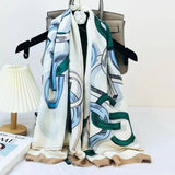 CHAIN PRINT SILK WOOL SCARF LUXURY TRAVEL SHAWL_CWASC0895