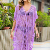 SEXY HOLLOW V NECK LACE SWIMSUIT COVER UP_CWMW0682