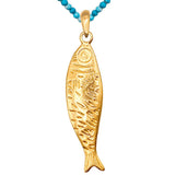 GOLD OCEAN CHARMS NECKLACE FISH SHELL BEADS_CWAJE4614