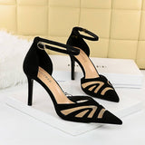 POINTED TOE MESH HOLLOW HIGH HEELS_CWSHH0096
