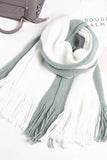 Colorblock Knit Scarf Long Fringe Winter Wrap
