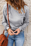 Waffle Grey Patchwork Long Sleeve T-Shirt