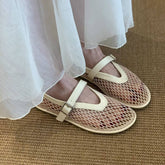 FLAT ROUND TOE MESH MARY JANE BALLET SANDALS_CWSHF0121