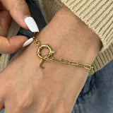 DURABLE 18K GOLD LETTER O LINK CHAIN BRACELET_CWAJE4893