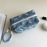 Denim Makeup Bag Large Pillow Handbag Travel Pouch_Cuab00702