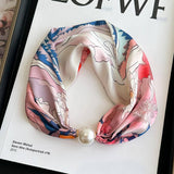 Pearl Magnetic Skinny Silk Neck Scarf_Cwasc03931